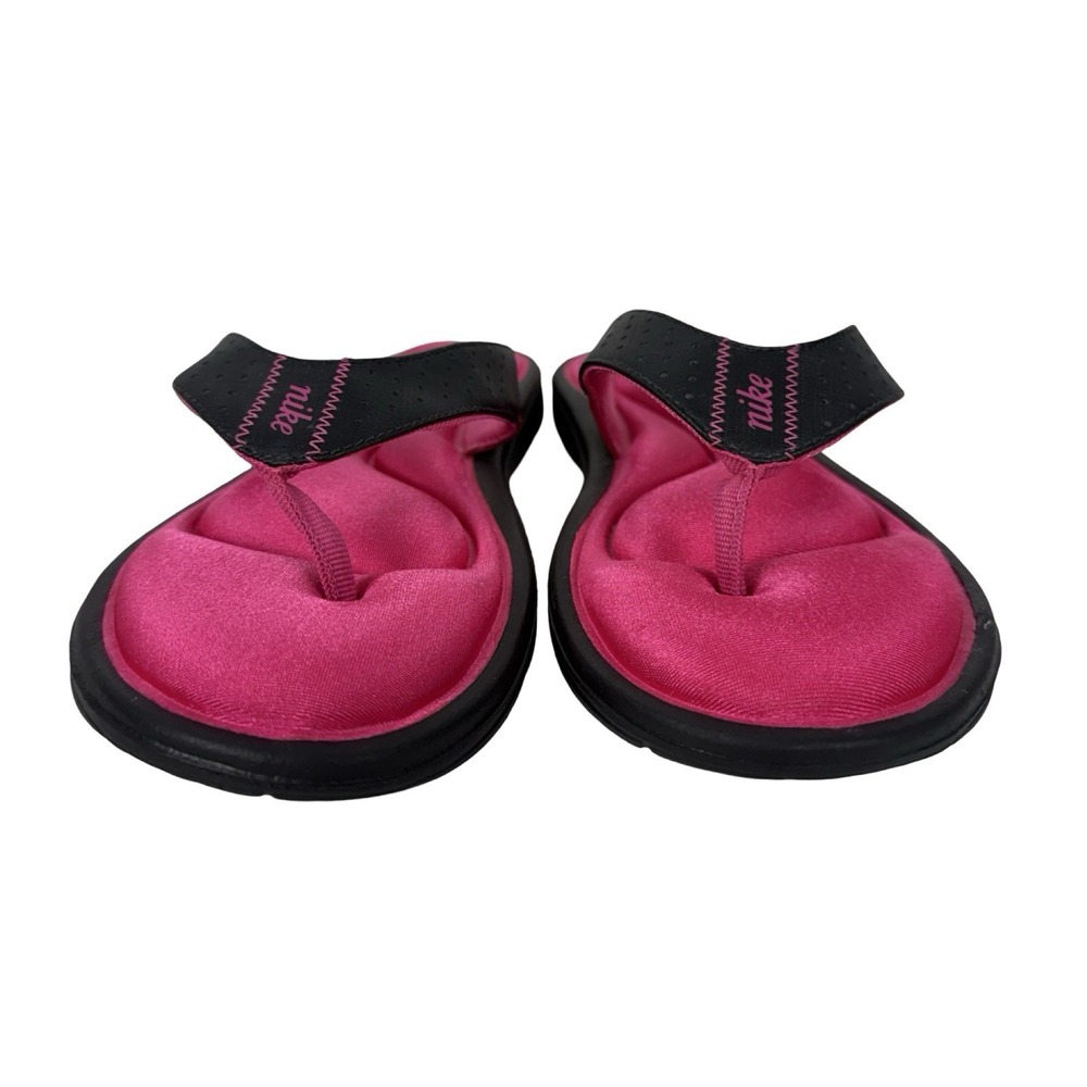 Nike Sandals Comfort Footbed Women Size 8 Pink Black Thong Flip Flop 354925 012 - Picture 7 of 9